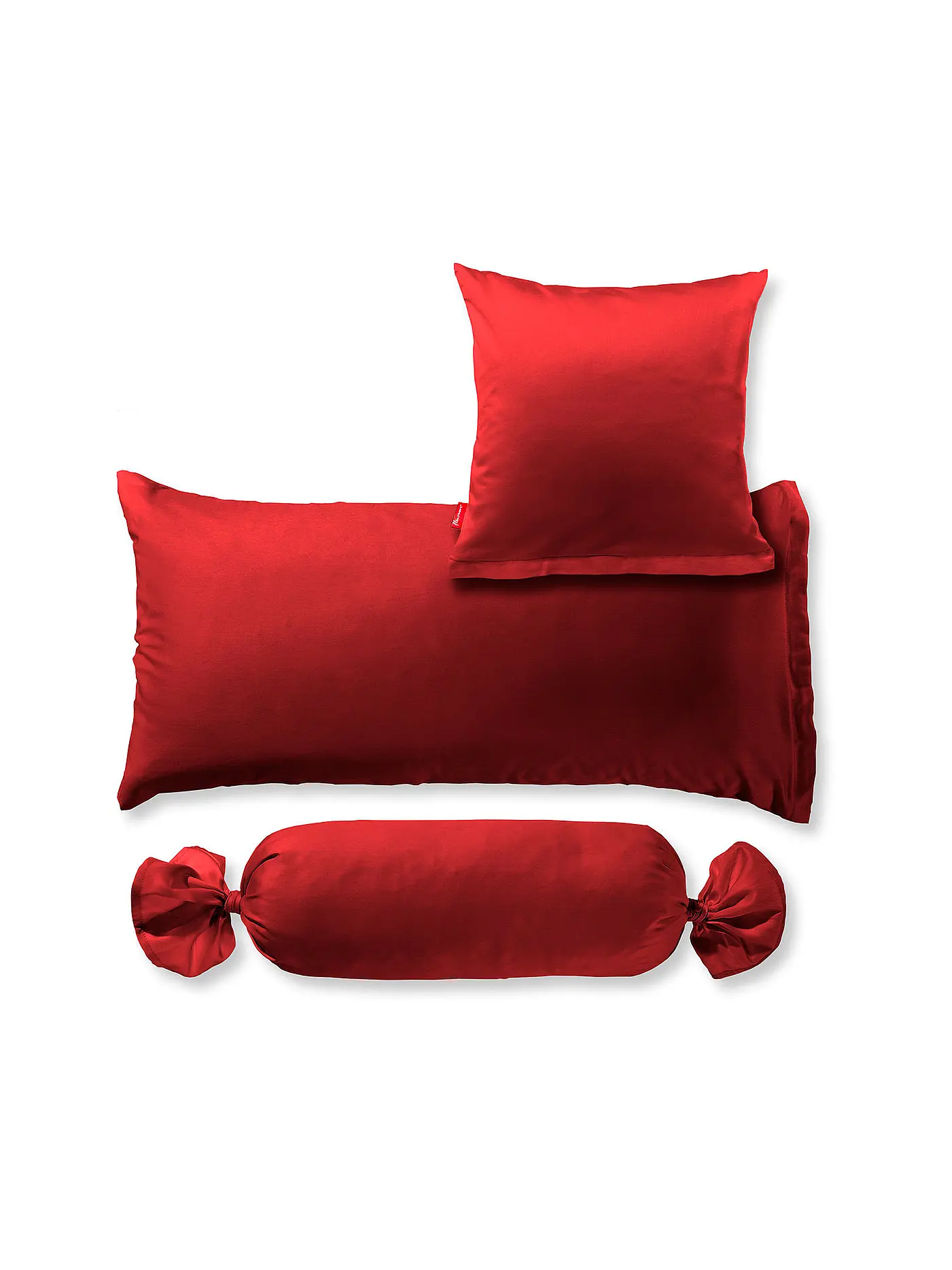 FLEURESSE | Satin-Kissenbezug "Royal Uni" 2-er 40x80cm (Silber) | dunkelrot